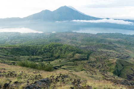 Landscape of Agung volcano on Bali island, Indonesiaの写真素材