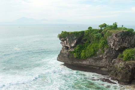 View from above of ocean coast at Bali island, Indonesiaの写真素材