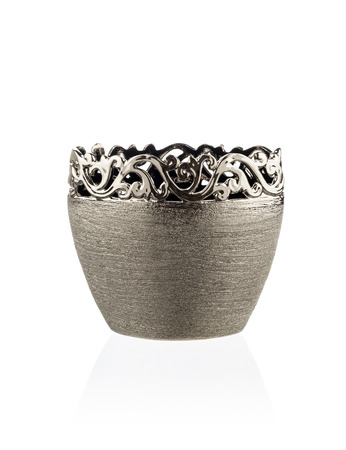Modern chineese vase isolated on whiteの写真素材