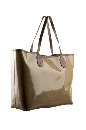 Modern fashionable women handbag isolated on whiteの写真素材