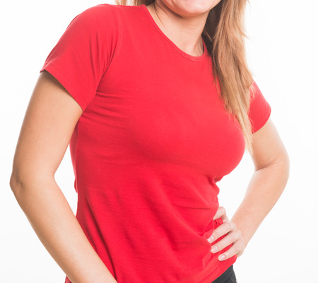 Torso of fit caucasian woman wearing sports clothesの写真素材