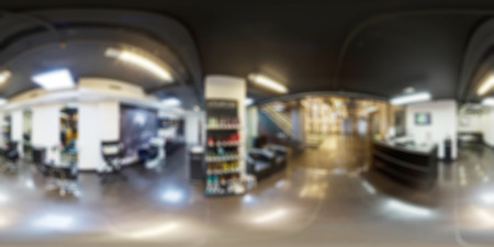 Modern beauty salon blur background panorama with bokeh