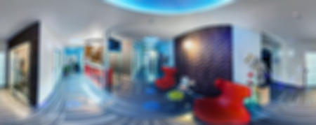 Modern beauty salon blur background panorama with bokeh