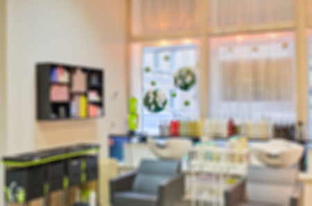 Modern beauty salon blur background with bokehの写真素材