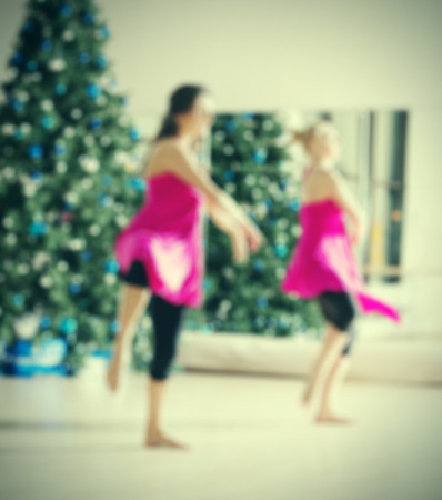 Dance class for women at fitness centre abstract blur backgroundの写真素材