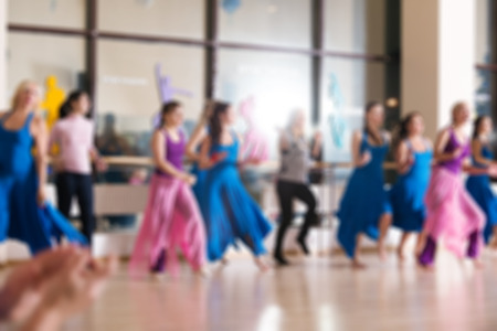 Dance class for women at fitness centre abstract blur backgroundの写真素材