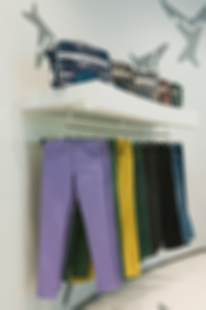Abstract blur background. Interior of clothing store buitique in modern shopping mallの写真素材