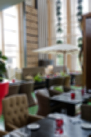 Restaurant abstract blur background with bokeh imageの写真素材