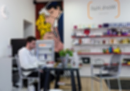 Modern beauty salon blur background with bokehの写真素材