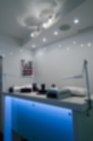 Modern beauty salon blur background with bokehの写真素材