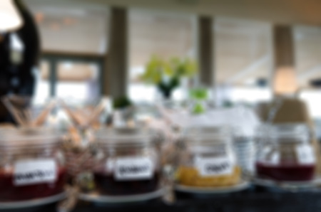 Restaurant abstract blur background with bokeh imageの写真素材