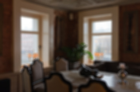 Restaurant abstract blur background with bokeh imageの写真素材