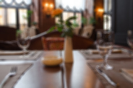 Restaurant abstract blur background with bokeh imageの写真素材