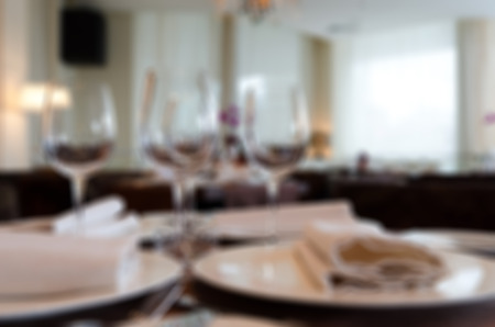 Restaurant abstract blur background with bokeh imageの写真素材