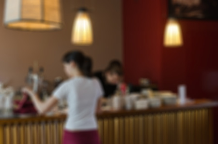 Restaurant workers abstract blur backgroundの写真素材