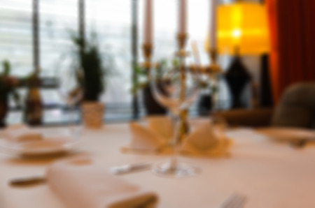 Restaurant table abstract blur backgroundの写真素材