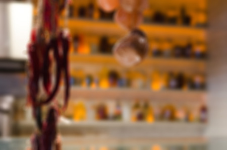 Restaurant abstract blur background with bokeh imageの写真素材