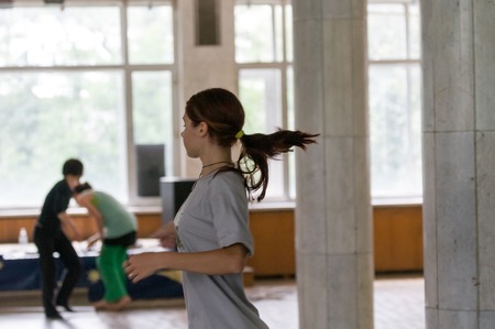 MOSCOW, RUSSIA - August 1, 2008 - Scene of TSEKH International Summer Dance school. Dance teachers from all over the world get to the event to hold classesのeditorial素材
