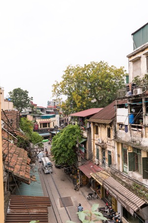 HANOI, VIETNAM - April 16, 2014 - View from fourth floor on a busy streetのeditorial素材