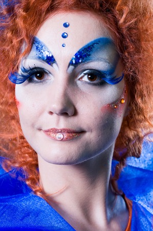 MOSCOW, RUSSIA - October 28, 2009 - Participants of makeup and hair artists competition  at Intercharm exhibition public eventのeditorial素材