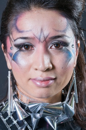 MOSCOW, RUSSIA - October 28, 2009 - Participants of makeup and hair artists competition  at Intercharm exhibition public eventのeditorial素材