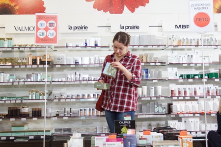 MOSCOW, RUSSIA - June 26, 2012 - Cosmetics store at large shopping mallのeditorial素材