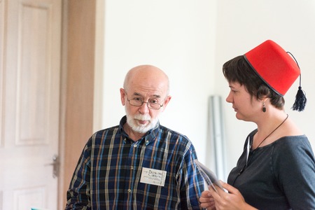 MOSCOW, RUSSIA - August 31, 2014 - Participants of social quest role playing game with Arab Mystery Detective Investigation themeのeditorial素材