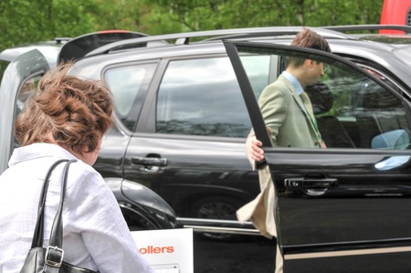 MOSCOW, RUSSIA - June 3, 2009 - People at car dealershipのeditorial素材