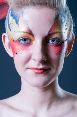 MOSCOW, RUSSIA - October 28, 2009 - Participants of makeup and hair artists competition backstageのeditorial素材