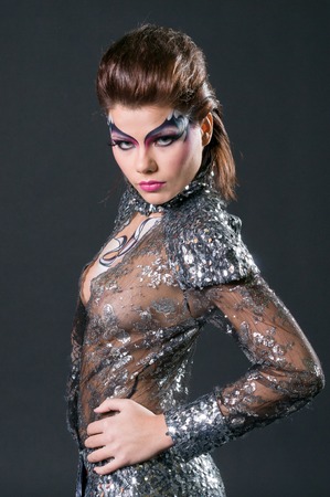 MOSCOW, RUSSIA - October 28, 2009 - Participants of makeup and hair artists competition backstageのeditorial素材