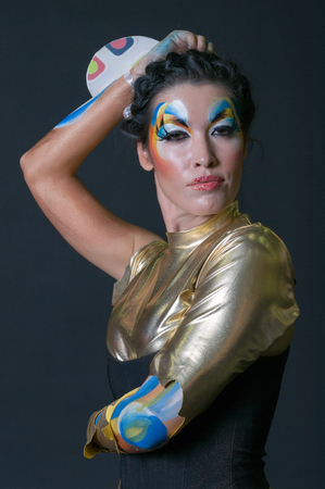 MOSCOW, RUSSIA - October 28, 2009 - Participants of makeup and hair artists competition backstageのeditorial素材