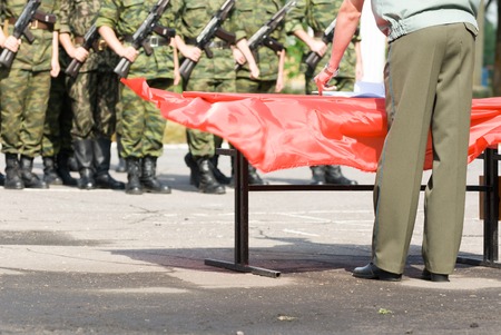 MOROZKI, RUSSIA - July 14, 2007 - Young Russian soldiers on a military Oath day in army