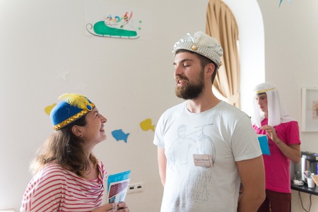 MOSCOW, RUSSIA - August 31, 2014 - Participants of social quest role playing game with Arab Mystery Detective Investigation themeのeditorial素材