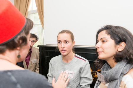 MOSCOW, RUSSIA - August 31, 2014 - Participants of social quest role playing game with Arab Mystery Detective Investigation themeのeditorial素材