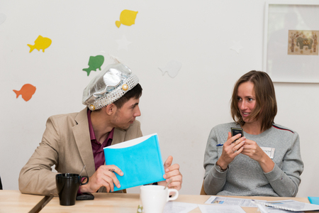 MOSCOW, RUSSIA - August 31, 2014 - Participants of social quest role playing game with Arab Mystery Detective Investigation themeのeditorial素材