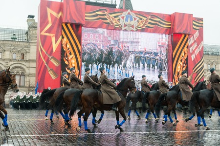 MOSCOW, RUSSIA - November 7, 2014 - Parade on Red Square in Moscow commemorating similar event that took place in 1941 at the beginning of WWIIのeditorial素材