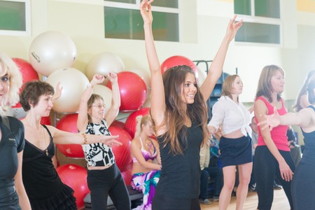 MOSCOW, RUSSIA - November 18, 2012 - Dance class for women at fitness centre local gym