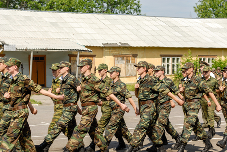 MOROZKI, RUSSIA - July 15, 2006 - Young Russian soldiers on a military Oath day in army