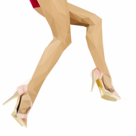 woman legs with stiletto shoes polygonal illustration