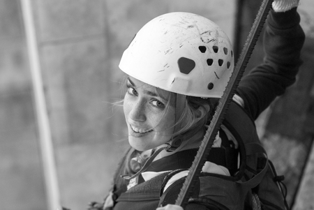 MOSCOW, RUSSIA - June 3, 2007 - People at extreme sports Ropejumping event. Group of rope jumpers organize such events for people seeking to bring a dose of adrenaline in their lifeのeditorial素材