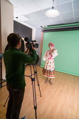 MOSCOW, RUSSIA - October 22, 2009 - Transgender LGBT group of people video shoot backstage in studioのeditorial素材