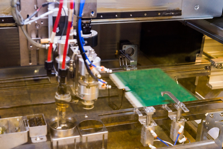 MOSCOW, RUSSIA - November 27, 2014 - Production of electronic components  at high-tech factoryのeditorial素材