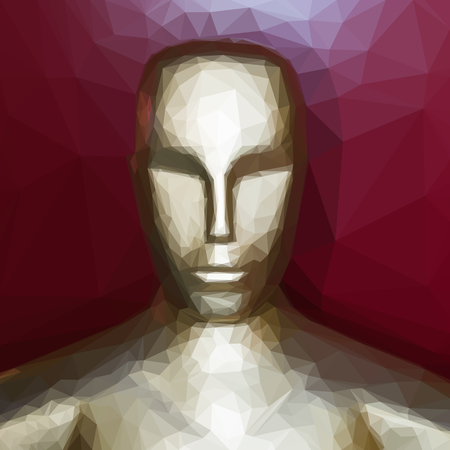 Golden statue looking like oscar statuette vector illustrationのイラスト素材