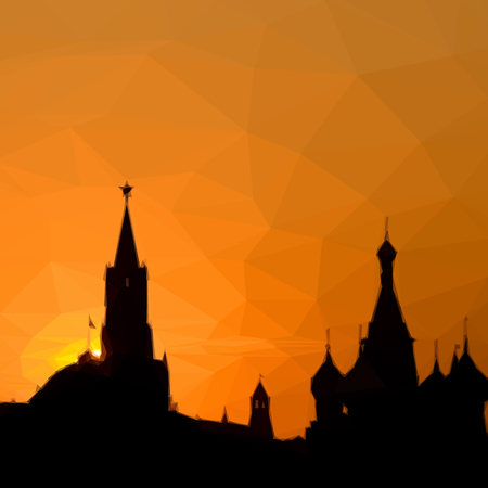 Russian Kremlin silhouette in the city Moscow illustrationのイラスト素材