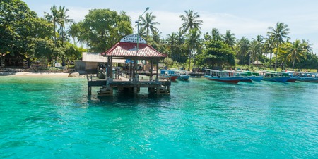 Gili Air, Indonesia - May 7, 2013 - Small pier for island hopping near Lombok