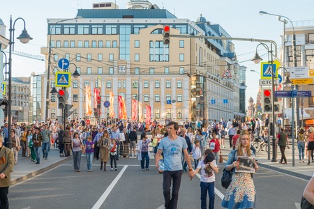 Moscow, Russia - May 9:  Immortal Regiment  marches on. Moscow celebrates 71-th Victory Day anniversary on May 9, 2016 in Moscow.のeditorial素材