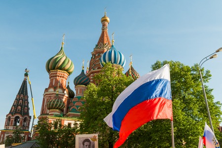 Moscow, Russia - May 9:  Immortal Regiment  marches on. Moscow celebrates 71-th Victory Day anniversary on May 9, 2016 in Moscow.のeditorial素材