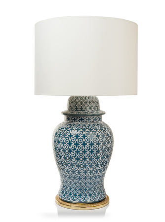 Modern luxury table lamp isolated on white backgroundの写真素材