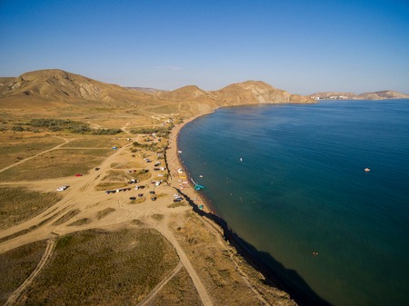 Late summer aerial landscape in Crimea mountains near Black Seaの写真素材