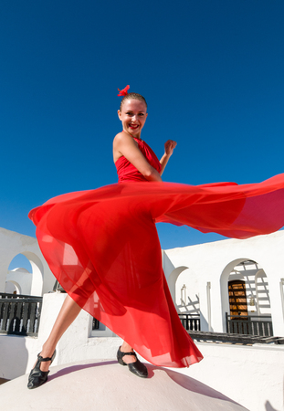 Flamenco dancer leapingの写真素材